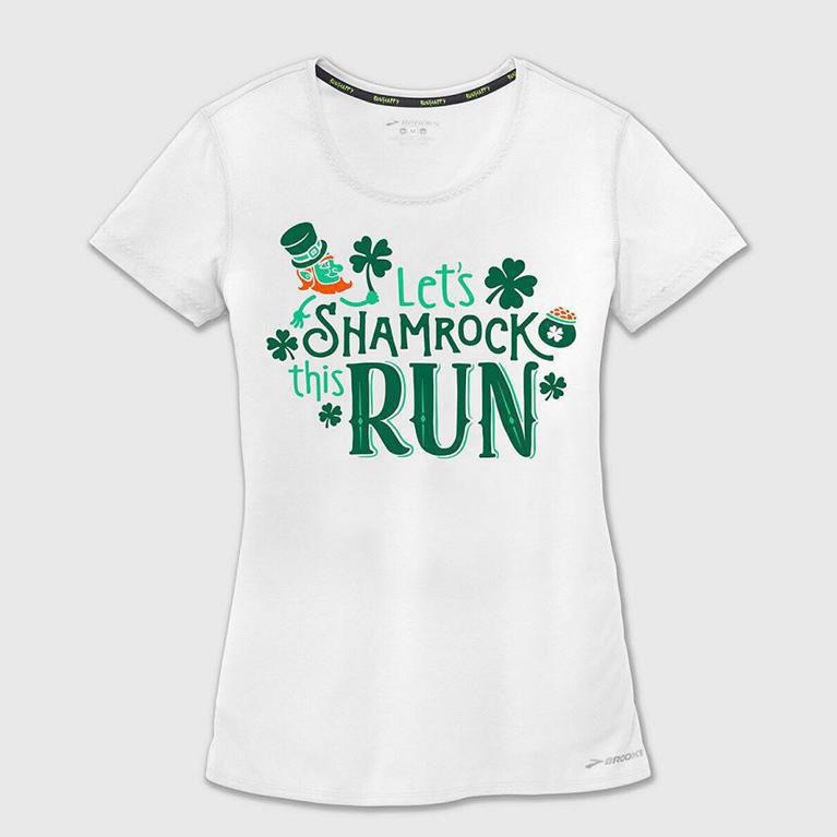 Brooks Pacesetter Camiseta De Corrida Manga Curta Mulher Branco (14075HURE)